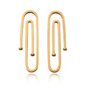 Culturesse Daeja Modern Paper Clip Stud Earrings Titanium Steel 18K Gold Plating
