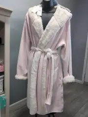 New 100% UGG Portola Reversible Pink Women Hoodie Plush Fleece Robe Bathrobe