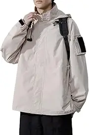 [WolweS] Men's Solid Colour Jacket Casual Sports Comfortable Breathable Trend Simple Basic Paragraph Outdoor Mountaineering Sports Rushing Jacket