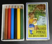 Rare Vintage Alice In Wonderland 6 Mini Colored Pencils 1994