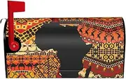 African Map Ethnic Pattern Magnetic Mailbox Covers,Post Box Cover Standard Size 21x18 Inches For Outdoor Garden Home Decor