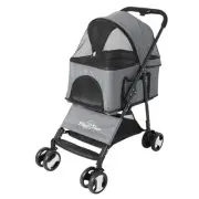 Pet Stroller with Rain Cover Dog Cat Pushchair Trolley Detachable Carrier Foldin
