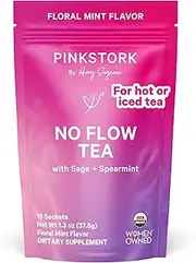 Pink Stork No Flow: Hibiscus Mint Tea, Usda Organic, Naturally Reduce Breast Milk Flow + Supply, Biodegradable Sachets, 30 Cups