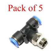 Pneumatic Push In Air Fittings - Male Branch Tee 8mm (5/16) hose - 1/4 NPT th...