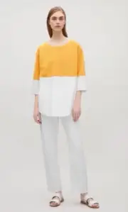 Brand New COS Yellow/White Jumper Shirt Top Size M Cotton Blend
