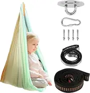 Indoor Outdoor Sensory Swing, Double Layer Therapy Cuddle Swings and Heavy Duty Hardware, Swing Hanger Complete Set for Hug Like Calming Effect, for Children with Autism, ADHD, Sensory Integration.