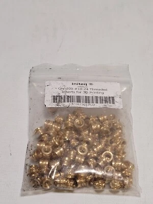 Initeq 10-24 Threaded Inserts for 3D Printing Components Brass Heat Inserts 100p