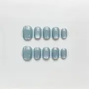 10-Pack Cute Hand Pressed Nails Full Coverage Design Short Round Toe Fake Nails Artificial Manicure Wearable