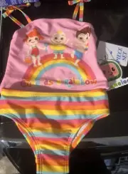 Cocomelon Swimsuit Toddler Girl's Tankini Swim Set 2 piece Size 18m Rainbow