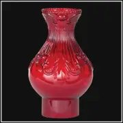 NEW PRINCESS FEATHER LAMP CHIMNEY RUBY STAINED GLASS 3" FITTER