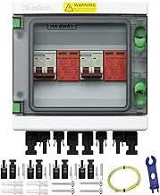 CNLonQcom 2 Strings Solar Disconnect Switch 32 Amp DC 500V Circuit Breaker with Lightning Surge Protector Arrester and IP65 Waterproof PV Combiner Breaker Box 2 in 2 Out for Solar Panel System