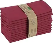 85% Cotton 15% Linen Dinner Cloth Set of 12 Napkins for Everyday Use Over Sized Easter Special Mitered Corners Napkins, Pre Shrunk Good Absorbency Ultra Soft Quality 18x18 in(Burgundy)