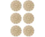 Placemats For Dining Table Set Of 6，Stain Resistant Washable Durable Metallic Pressed Vinyl Fancy Kitchen Mats Gold
