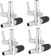 PENIKOKO 4PCS Aquarium Air Pump Flow Lever Splitter with Switch for Fish Tank Oxygen Control Durable Silver Plating Inlet Outlet Connection Easy to Operate Flow Management