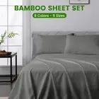 2000TC Cooling Bamboo Sheet Set Fitted Flat Sheet Pillowcases Double/Queen/King