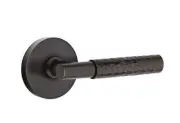 Emtek Select Privacy, Disk Rosette, T-Bar Stem, Hammered Handle US10B LH
