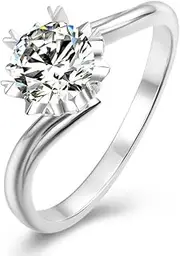 [Moisza] Moissanite - Twisted Bypass Round Cut Solitaire 0.3/0.5/1 / 2 Carat D Color VVS Moissanite Diamond S925 Engagement Ring