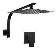 ACA WELS Square 12'' Ultrathin Stainless Steel Rainfall Shower Head Gooseneck Wall Arm Mixer Tap Black