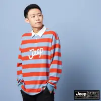 在飛比找momo購物網優惠-【JEEP】男裝 LOGO撞色條紋長袖POLO衫(紅色)