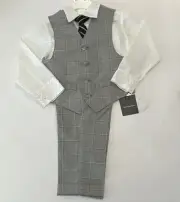 Van Heusen Toddler Boy Suit 3T Pants Collared Shirt Vest Tie 4 PC Set New