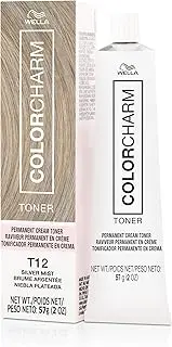WELLA Color Charm Permanent Crème Toner, Free of Animal-Derivied Ingredients, Parabens Free, Gluten Free, T12 Silver Mist, 2 oz