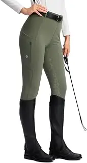 [SANTINY] Women's Horse Riding Pants Zipper Pockets Silicone Full-Seat Breeches Equestrian Schooling Tights for Women