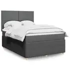 Box Spring Bed Queen Dark Grey Mattress Topper Pocket Springs Fabric 2568