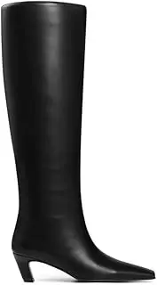 [CYNLLIO] Womens Knee High Boots Square Toe Kitten Heel Tall Boots Pull on Wide Calf Black Boots Low Heel Comfy Long Boots
