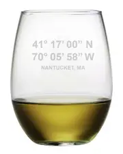 Susquehanna Glass Nantucket Coordinates Set of 4 21oz Stemless Wine Glasses