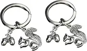 [DEARMAMY] 2Pcs Squirrel Shape Keychain Keyring Hand Painted Bag Pendant for Unique present and Car Keys Stylish Charm for Handbag Purse