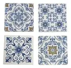 Dining Kitchen Moroccan Tile Coasters Set 4 with Holder