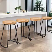 ALFORDSON Bar Stools Set of 4 Retro Tractor (65cm, Light Wood)