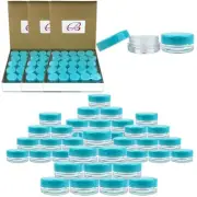 (200 Pieces Jars + Lid) 3G/3ML Round Clear Jars with TEAL Sky Blue Screw Cap ...