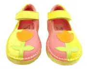 DE OSU -Spain -Girls Yellow Fuchsia Pink Tulip Flower Shoes -European 24 -Size 7