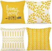 Pillow Covers 18x18 Set of 4, Modern Sofa Throw 18x18",Set of 4 A-yellow