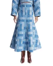 A. w.a. k.e. Mode Denim Layered Skirt