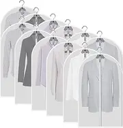 MOTYYA Clear Garment Bags (Set of 12) Clothes Covers Protecting Dusts for Storage Plastic Garment Bags Hanging Clothes Bags Dress Bag for Gowns Long with Zipper for Closet - 24'' x 40''/12 Pack