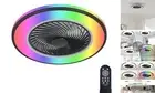 20'' Ceiling Fans with Lights, Low Profile Ceiling Fan with Front RGB+Black