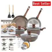 Durable Aluminum 10-Piece Non-Stick Pots & Pans Set with Cooking Essentials