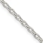 22 Inch Sterling Silver 2.75mm Oval Fancy Rolo Chain