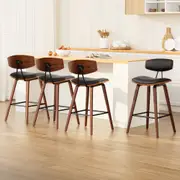 4x Artiss Bar Stools Leather Padded w/Backrest