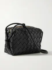 [Bottega Veneta] Bottega Veneta - Loop Mini Intrecciato Leather Shoulder Bag - Black - One size One size Black