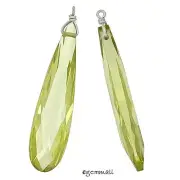 1PC CZ In Sterling Silver Flat Briolette Charm Pendant Bead Peridot Green #98152