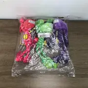 Multipet Loofah Dog Toy Loofa Rope Body Squeaky Chew Red Green Purple Sealed 3