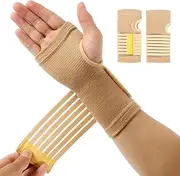 2Pcs Carpal Tunnel Wrist Brace Unisex Wrist Bandage Support with Adjustable Compression Strap Hand Palm Wrist Support for Sports (2-Pack)