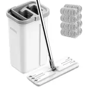 Mop and Bucket with Wringer Set, Hands Free Flat Floor Mop and Bucket, 8 Wash...