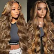 30 38 Inch BodyWave13x4 Ombre Highlight HD LaceFrontalWig 13x6 4/27 Colored Wigs