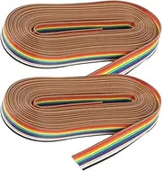 Angoily 10Pin Cable 2 Rolls x 10M Flat Ribbon Cable Rainbow Color for Computer Internal Wiring
