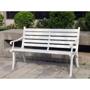 【BROTHER兄弟牌】白色鋁合金雙人公園椅-粉體烤漆不生鏽結構堅固耐用-椅腳地面可固定