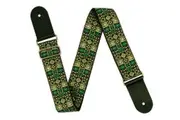 Guitar Strap - XTR 2 Inch Black Deluxe Poly Cotton 60's Green Pattern